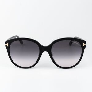 Tom Ford Women Sunglasses Shiny Black Smoke Gradient Round FT0957-D/S 01B
